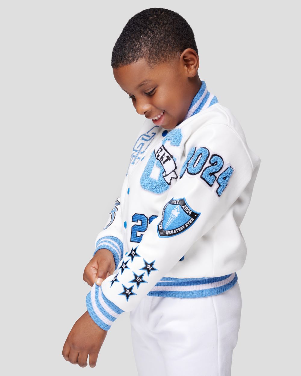 Kids Vintage Wool Varsity Jacket (Legend Blue)