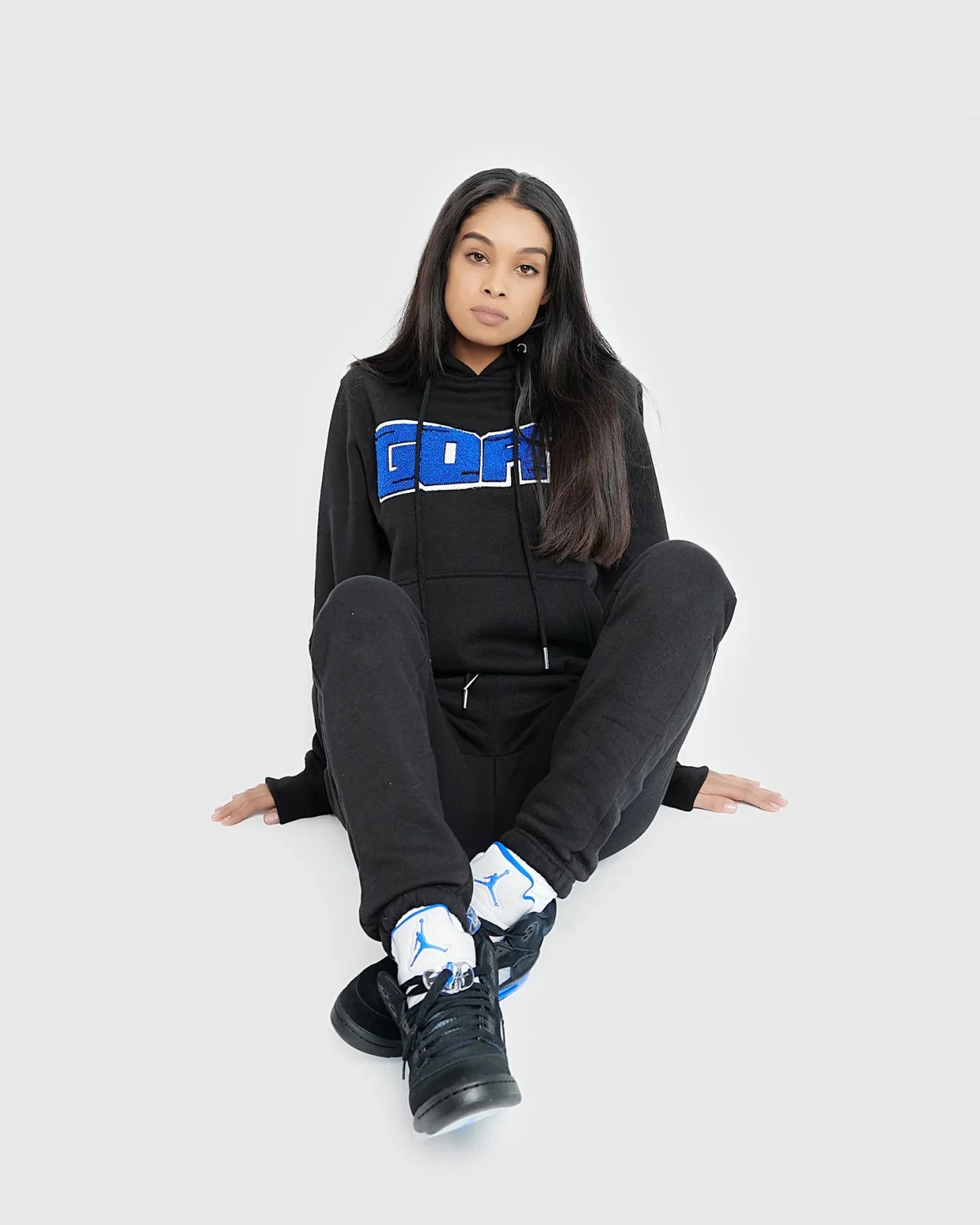 Staple Classic Chenille Sweatsuit (Black and Racer Blue)