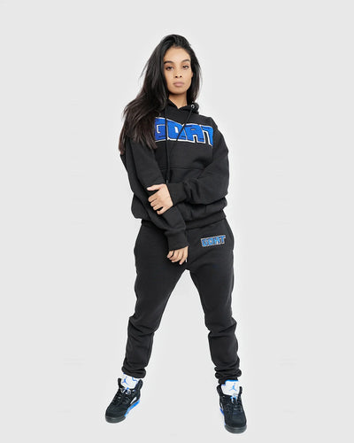 Staple Classic Chenille Sweatsuit (Black and Racer Blue)