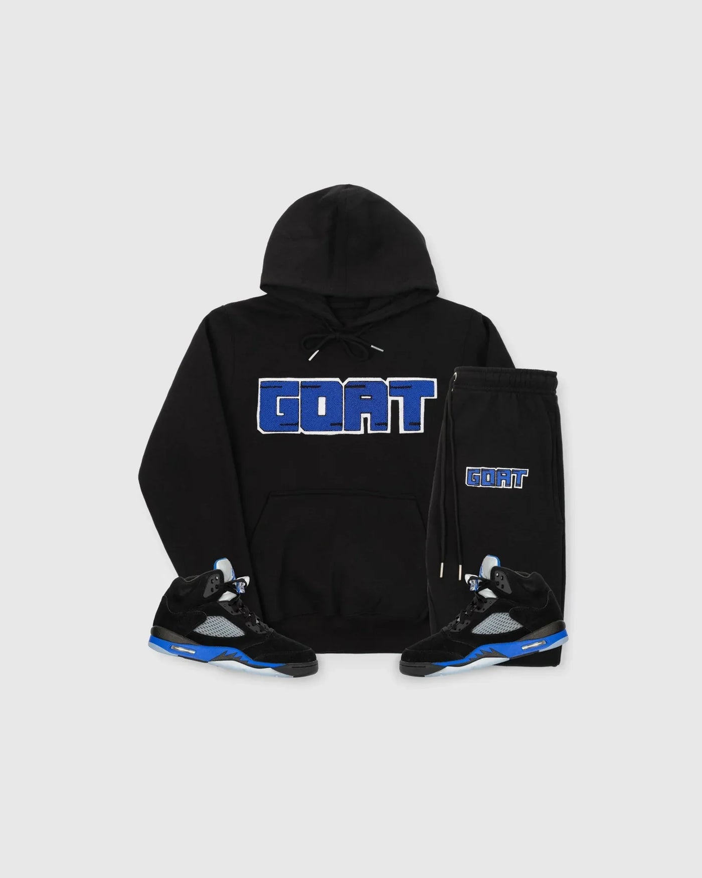 Staple Classic Chenille Sweatsuit (Black and Racer Blue)