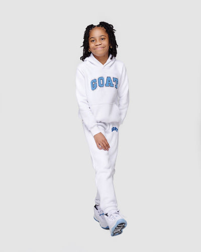 Kids Arch Chenille Sweatsuit (White/Legend Blue)