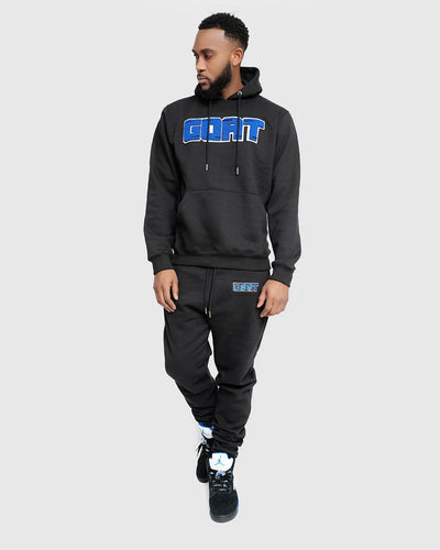 Staple Classic Chenille Sweatsuit (Black and Racer Blue)