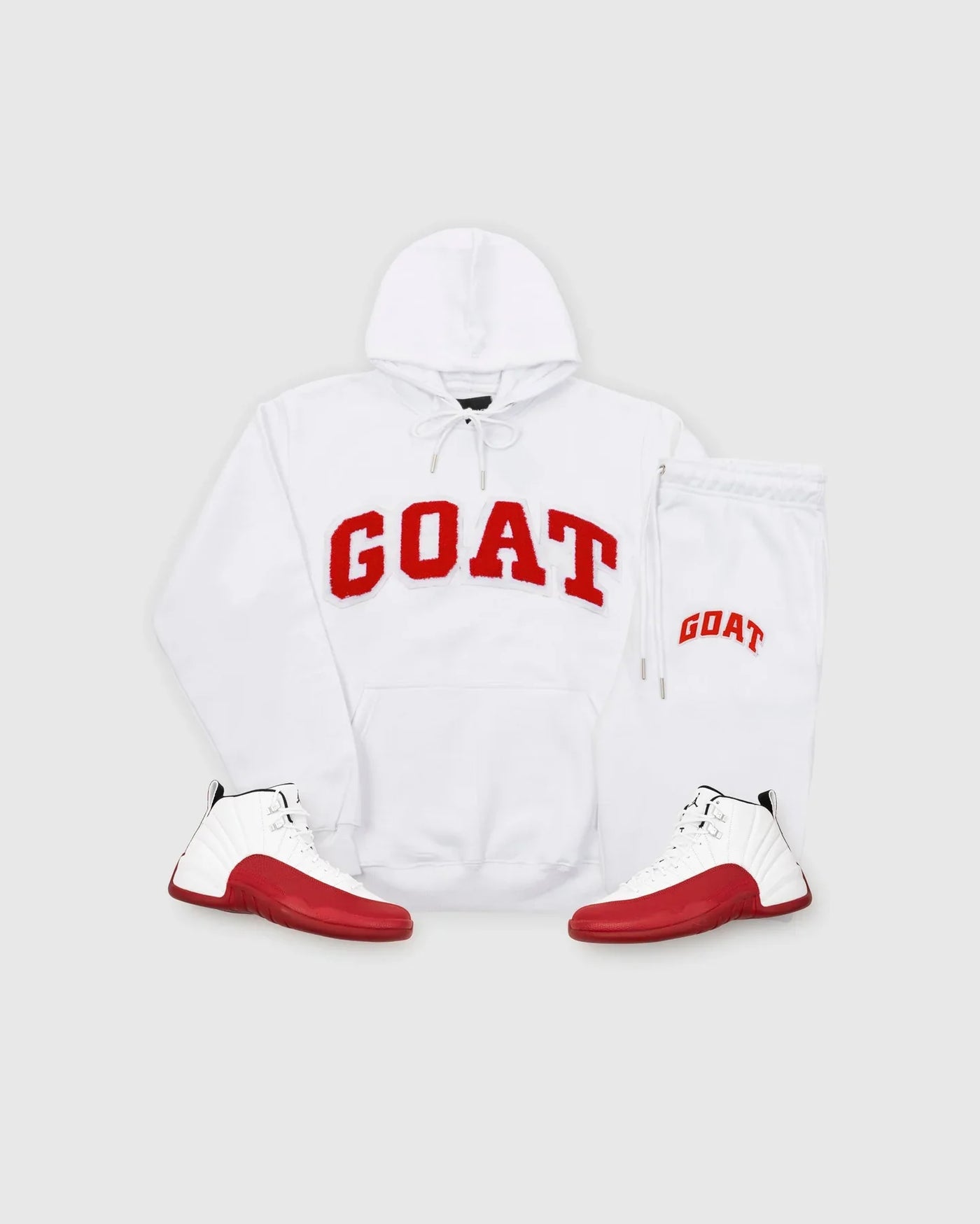 Arch Logo Chenille Sweatsuit (White and Cherry)